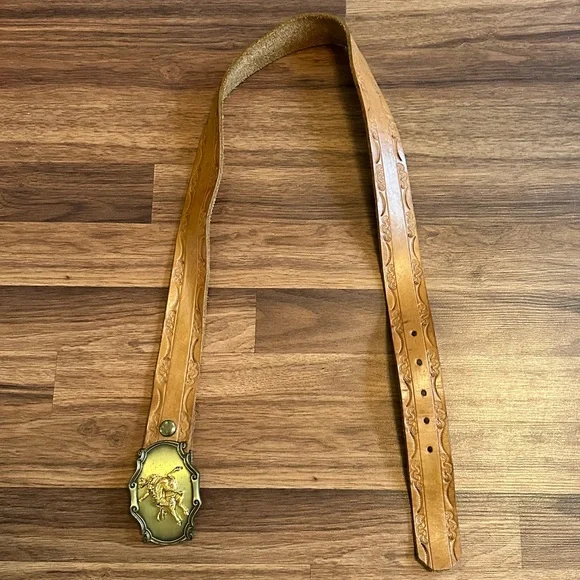 VTG 1978 Raintree Rodeo Equestrian Cowboy Belt With Brass Buckle - Picture 2 of 11